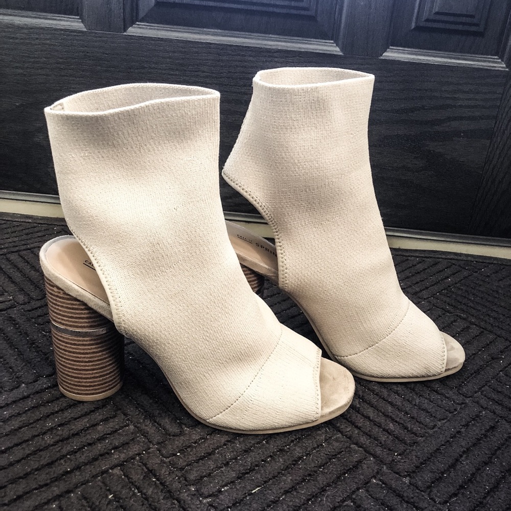 Call it Spring open peep toe booties